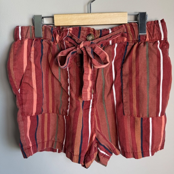 Women's Pull On Elastic Tie Waist Beach Shorts Multicolor Size M Boho High Rise - Picture 5 of 16